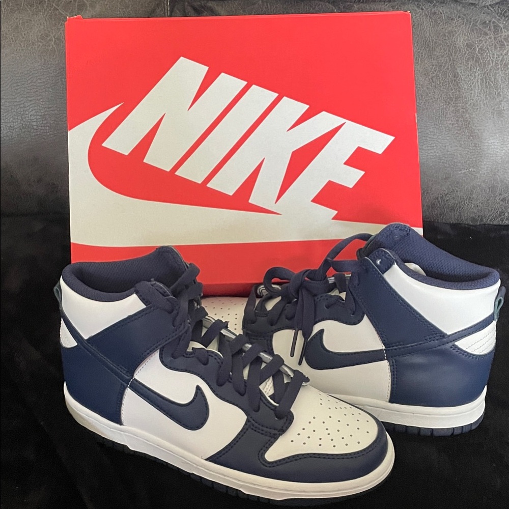 Nike Dunk Midnight Navy and White High-Top Sneakers